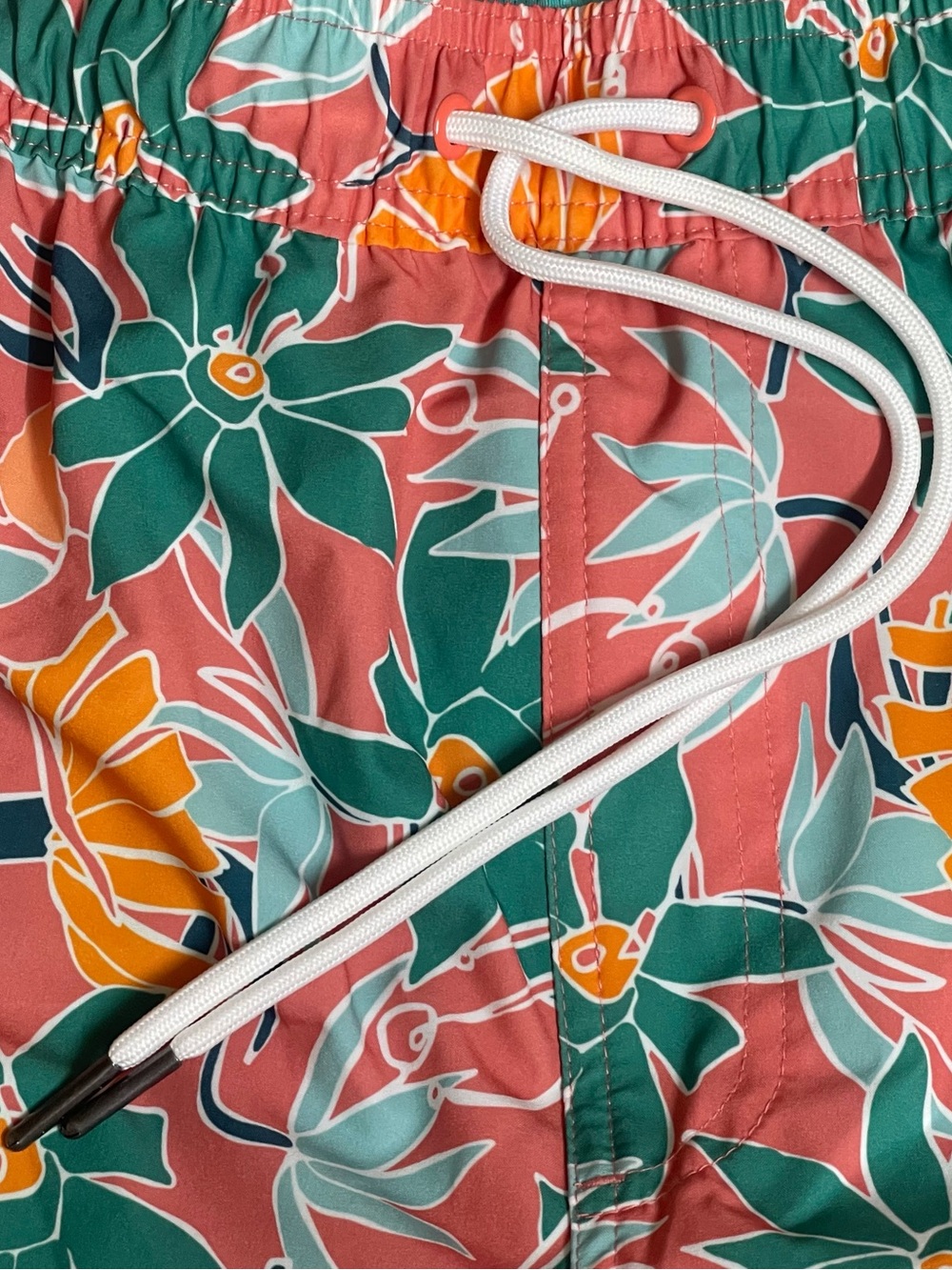 Goodfellow & Co Floral Drawstring Bermuda Shorts — Coral Green Orange - Picture 12 of 13